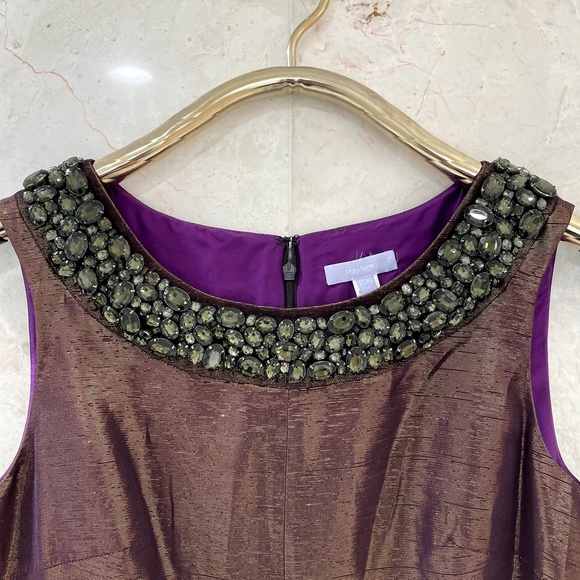 VERA WANG LAVENDER LABEL {8} Dress Metallic Crystals Beading - Picture 5 of 13